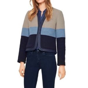 Tory Burch Leather Trim Blanket Stripe Jacket 8